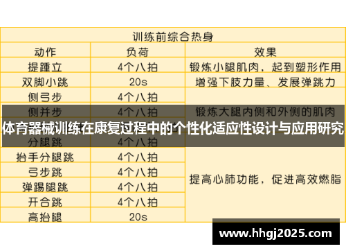 体育器械训练在康复过程中的个性化适应性设计与应用研究